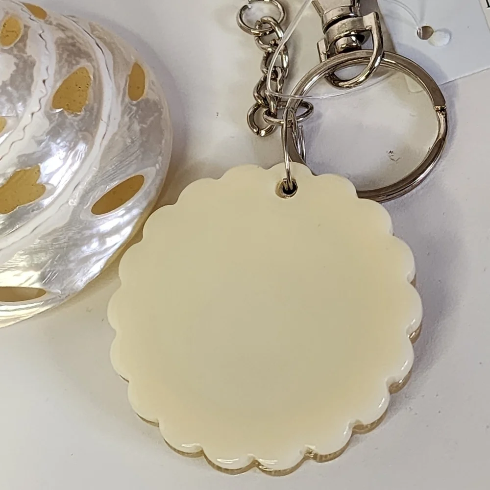 Set of 2 Acrylic Lace Flower / Mirror Keychain Purse Charm Rhinestone Bow